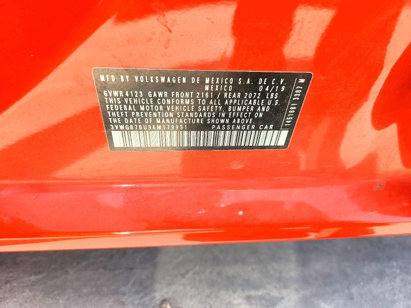 Aukcja sprzedaży 2019 Volkswagen Jetta, vin: 3VWGB7BU9KM179931, numer aukcji: 62003836