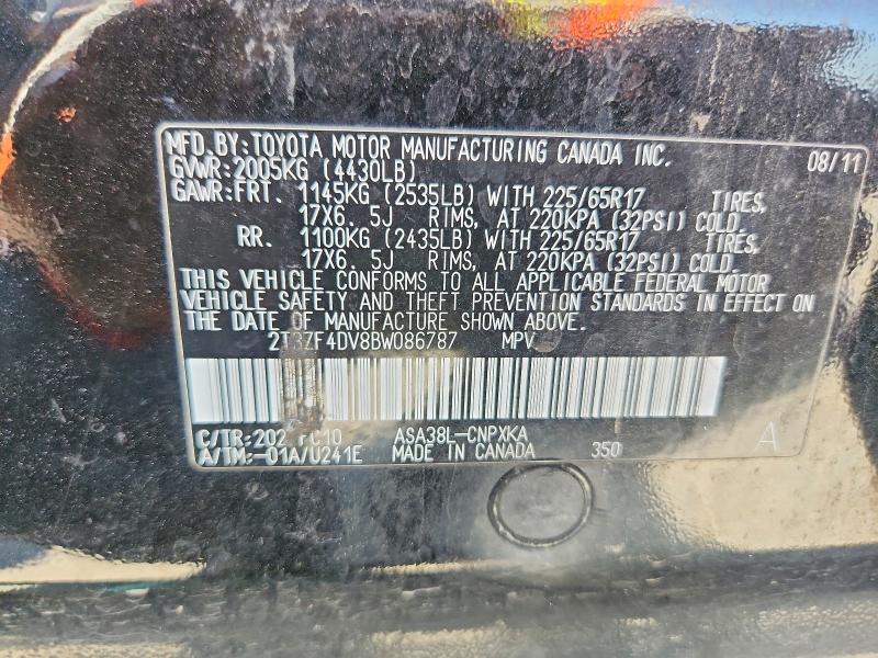 Продаж на аукціоні авто 2011 Toyota Rav4, vin: 2T3ZF4DV8BW086787, номер лоту: 61810096