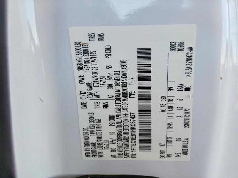 60794436 :رقم المزاد ، 1FTEX1E81HKC67427 vin ، 2017 Ford F150 مزاد بيع