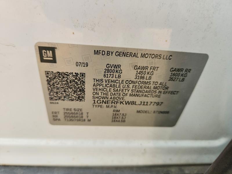 60933556 :رقم المزاد ، 1GNERFKW8LJ117797 vin ، 2020 Chevrolet Traverse مزاد بيع