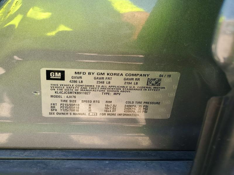 Aukcja sprzedaży 2019 Buick Encore, vin: KL4CJCSM7KB911827, numer aukcji: 62963016