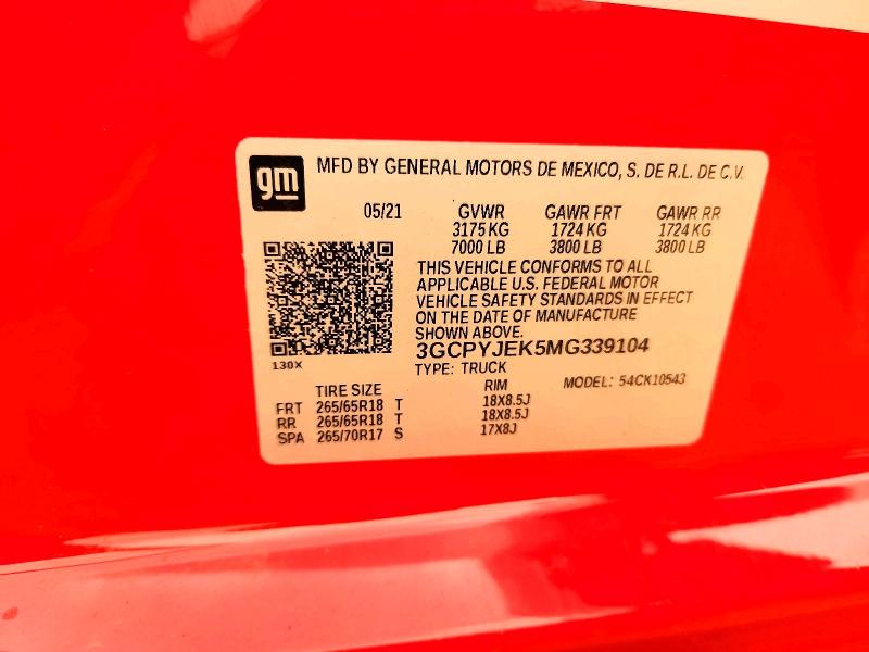 Продажа на аукционе авто 2021 Chevrolet Silverado, vin: 3GCPYJEK5MG339104, номер лота: 60609806