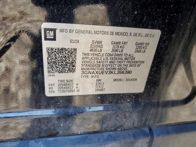 59362426 :رقم المزاد ، 3GNAXUEV3KL266380 vin ، 2019 Chevrolet Equinox مزاد بيع