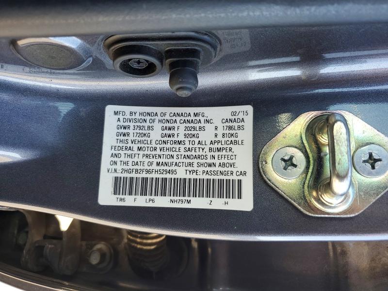 2015 Honda Civic მანქანა იყიდება აუქციონზე, vin: 2HGFB2F96FH529495, აუქციონის ნომერი: 60832806