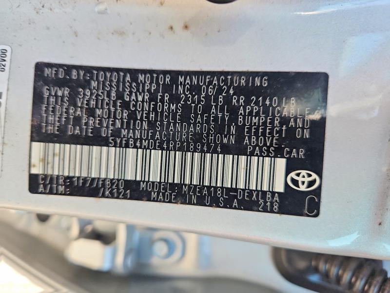 61803916 :رقم المزاد ، 5YFB4MDE4RP189474 vin ، 2024 Toyota Corolla مزاد بيع