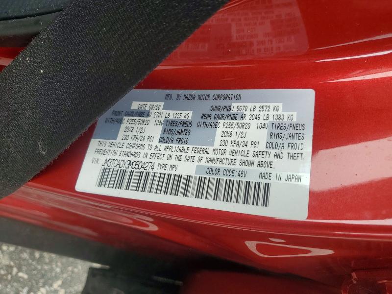 61641936 :رقم المزاد ، JM3TCADY3M0504274 vin ، 2021 Mazda Cx-9 مزاد بيع