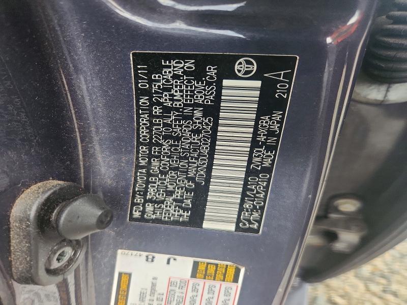 Продаж на аукціоні авто 2011 Toyota Prius, vin: JTDKN3DU4B0270425, номер лоту: 62250056
