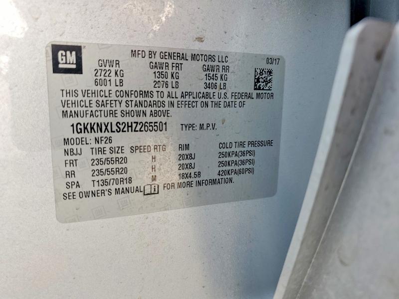 Aukcja sprzedaży 2017 Gmc Acadia, vin: 1GKKNXLS2HZ265501, numer aukcji: 62485906