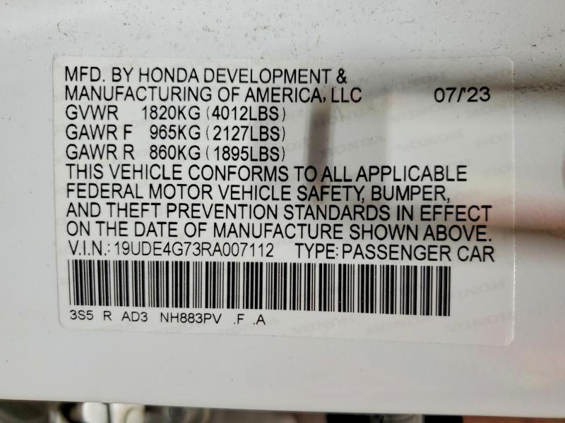 61133366 :رقم المزاد ، 19UDE4G73RA007112 vin ، 2024 Acura Integra مزاد بيع
