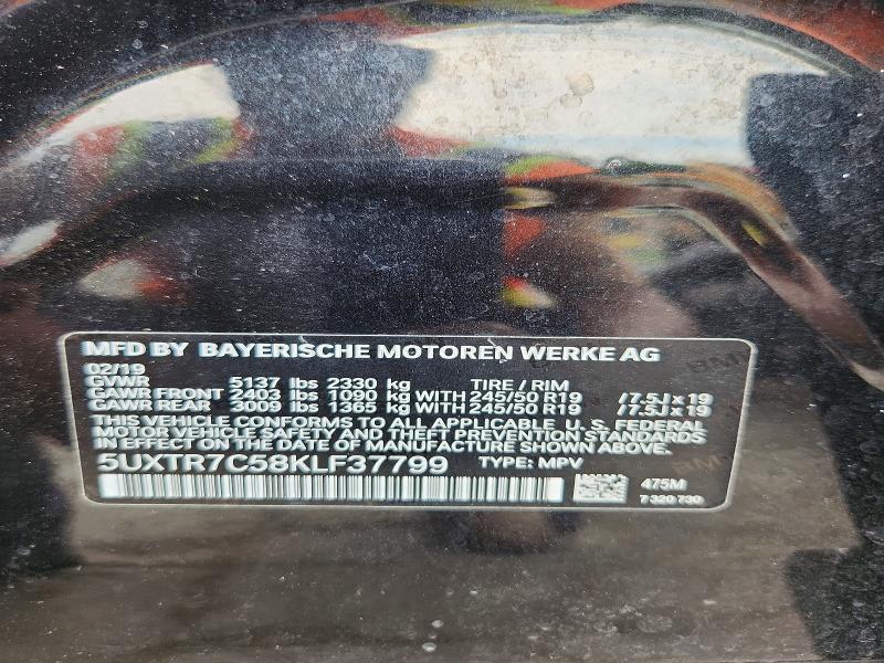 Продаж на аукціоні авто 2019 Bmw X3, vin: 5UXTR7C58KLF37799, номер лоту: 62713316