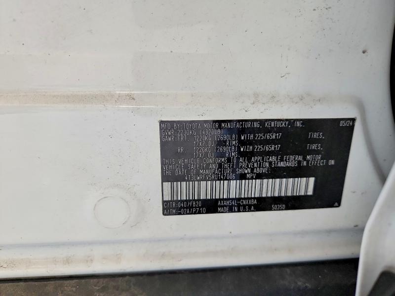 Продажа на аукционе авто 2024 Toyota Rav4, vin: 4T3LWRFV5RU147006, номер лота: 62904686