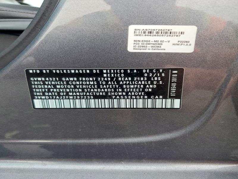 Продаж на аукціоні авто 2015 Volkswagen Jetta, vin: 3VWD17AJ2FM297239, номер лоту: 62920016
