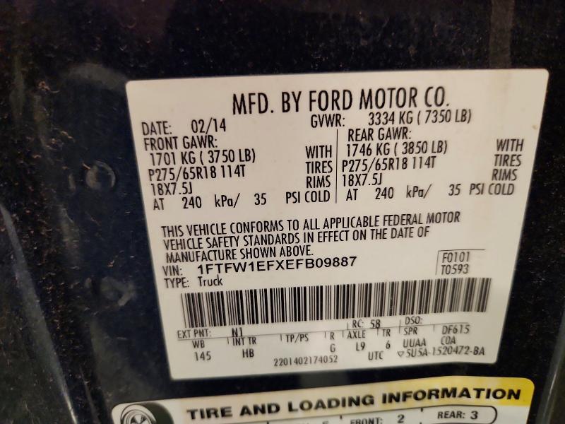 Aukcja sprzedaży 2014 Ford F150, vin: 1FTFW1EFXEFB09887, numer aukcji: 61588386