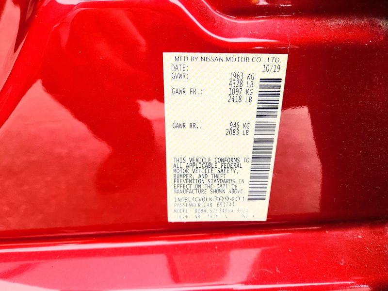2020 Nissan Altima მანქანა იყიდება აუქციონზე, vin: 1N4BL4CV0LN309401, აუქციონის ნომერი: 59715206