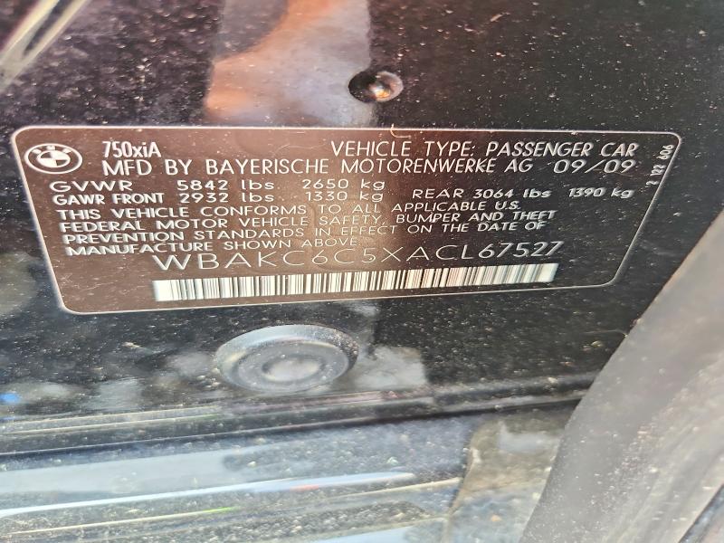 Продаж на аукціоні авто 2010 Bmw 750, vin: WBAKC6C5XACL67527, номер лоту: 61685106