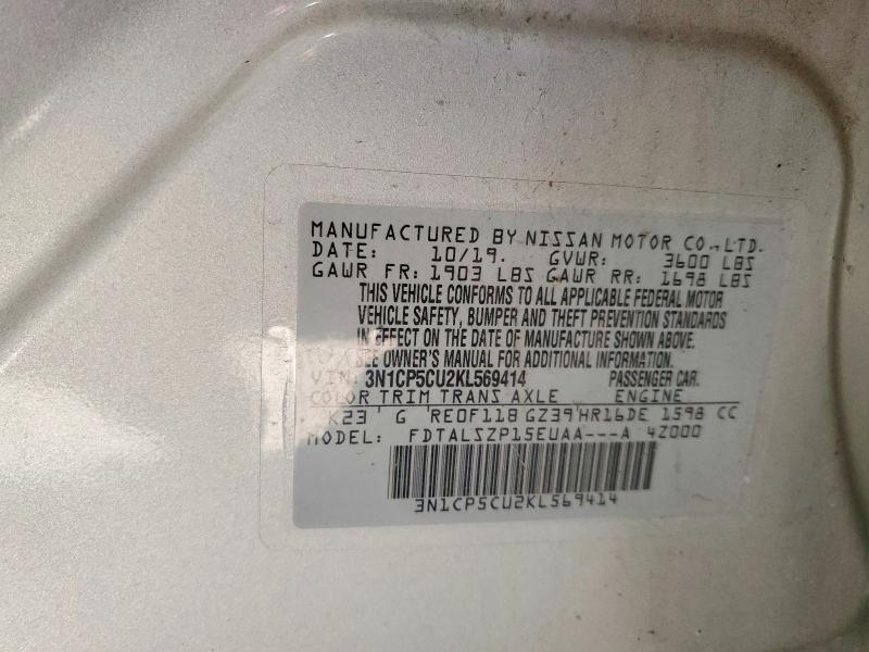 Продажа на аукционе авто 2019 Nissan Kicks, vin: 3N1CP5CU2KL569414, номер лота: 59303606
