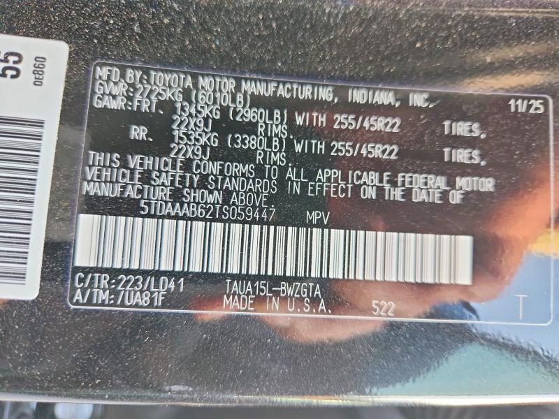 59625076 :رقم المزاد ، 5TDAAAB62TS059447 vin ، 2026 Lexus Tx 350 مزاد بيع
