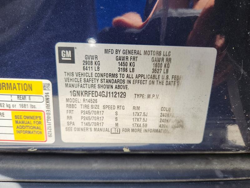 2016 Chevrolet Traverse მანქანა იყიდება აუქციონზე, vin: 1GNKRFED4GJ112129, აუქციონის ნომერი: 62577986