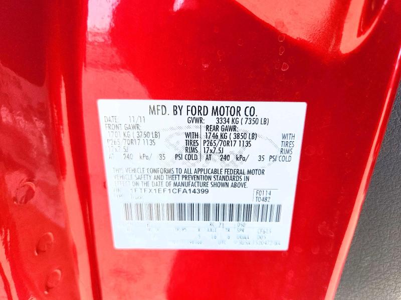 Auction sale of the 2012 Ford F150, vin: 1FTFX1EF1CFA14399, lot number: 62700136
