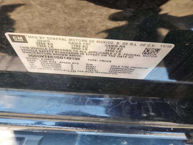 2016 Chevrolet Silverado მანქანა იყიდება აუქციონზე, vin: 3GCUKTEC1GG142198, აუქციონის ნომერი: 61848816