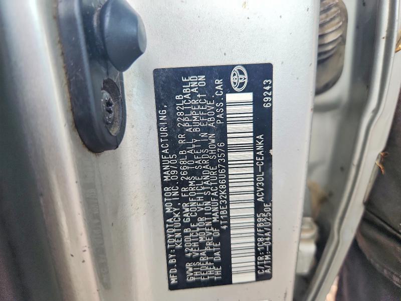 Продажа на аукционе авто 2006 Toyota Camry, vin: 4T1BE32K86U673576, номер лота: 59176066