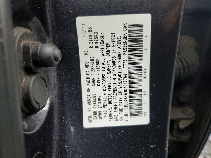 59711396 :رقم المزاد ، 19UUA8F50CA016764 vin ، 2012 Acura Tl مزاد بيع