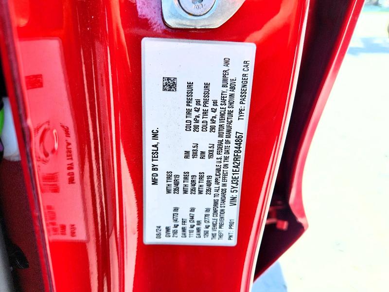 Продажа на аукционе авто 2024 Tesla Model 3, vin: 5YJ3E1EA2RF844867, номер лота: 61914766