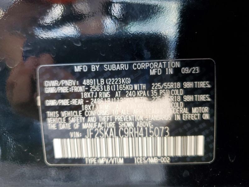 Aukcja sprzedaży 2024 Subaru Forester, vin: JF2SKALC9RH415073, numer aukcji: 60521156