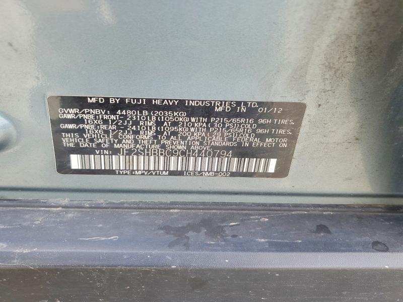 61880706 :رقم المزاد ، JF2SHBBC9CH440794 vin ، 2012 Subaru Forester مزاد بيع
