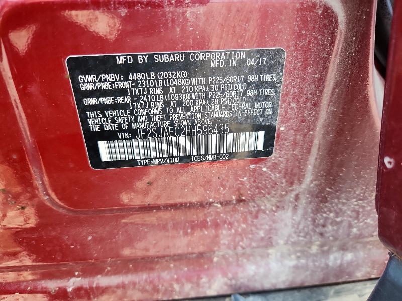 60713496 :رقم المزاد ، JF2SJAEC2HH596435 vin ، 2017 Subaru Forester مزاد بيع