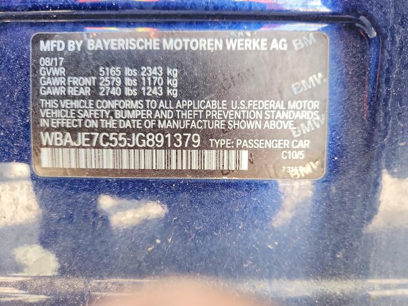 2018 Bmw 540 მანქანა იყიდება აუქციონზე, vin: WBAJE7C55JG891379, აუქციონის ნომერი: 59622426