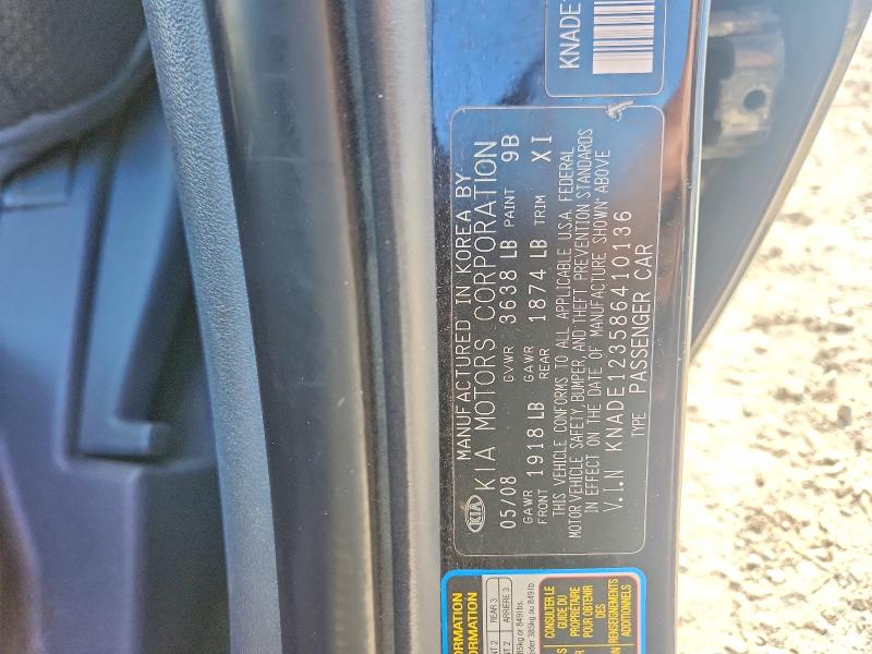 Продаж на аукціоні авто 2008 Kia Rio, vin: KNADE123586410136, номер лоту: 60756846