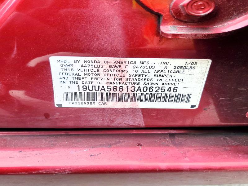 2003 Acura 3.2tl მანქანა იყიდება აუქციონზე, vin: 19UUA56613A062546, აუქციონის ნომერი: 59848156
