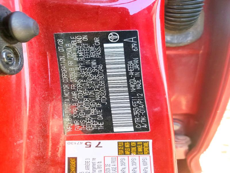 Продаж на аукціоні авто 2008 Toyota Prius, vin: JTDKB20U587807246, номер лоту: 60586646