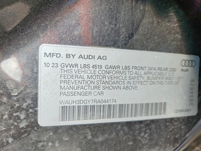 2024 Audi S3 მანქანა იყიდება აუქციონზე, vin: WAUH3DGY7RA044174, აუქციონის ნომერი: 60251666