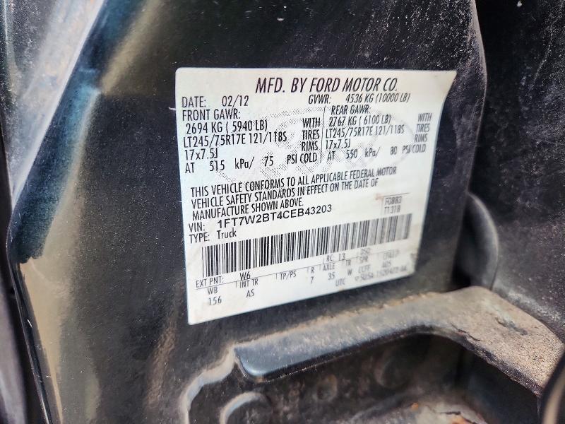 63177226 :رقم المزاد ، 1FT7W2BT4CEB43203 vin ، 2012 Ford F250 مزاد بيع