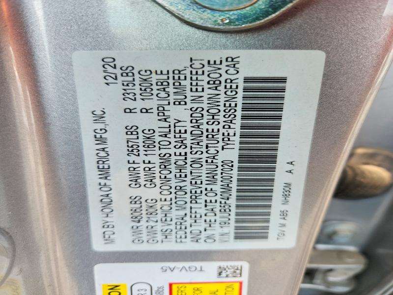 Aukcja sprzedaży 2021 Acura Tlx, vin: 19UUB5F40MA007020, numer aukcji: 62031236