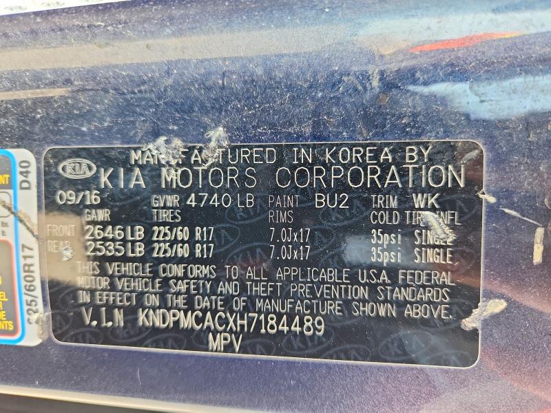 60883406 :رقم المزاد ، KNDPMCACXH7184489 vin ، 2017 Kia Sportage مزاد بيع
