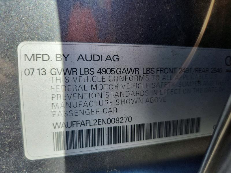 2014 Audi A4 მანქანა იყიდება აუქციონზე, vin: WAUFFAFL2EN008270, აუქციონის ნომერი: 61299776