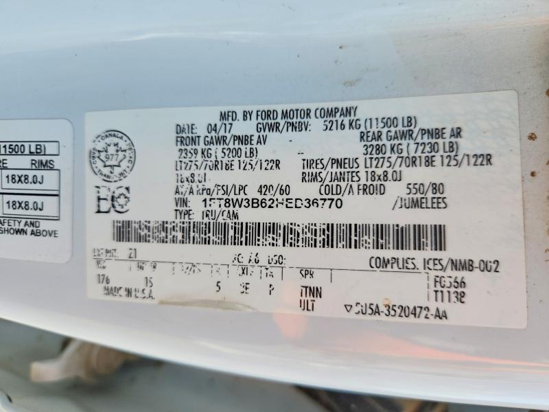 2017 Ford F350 მანქანა იყიდება აუქციონზე, vin: 1FT8W3B62HED36770, აუქციონის ნომერი: 60175746