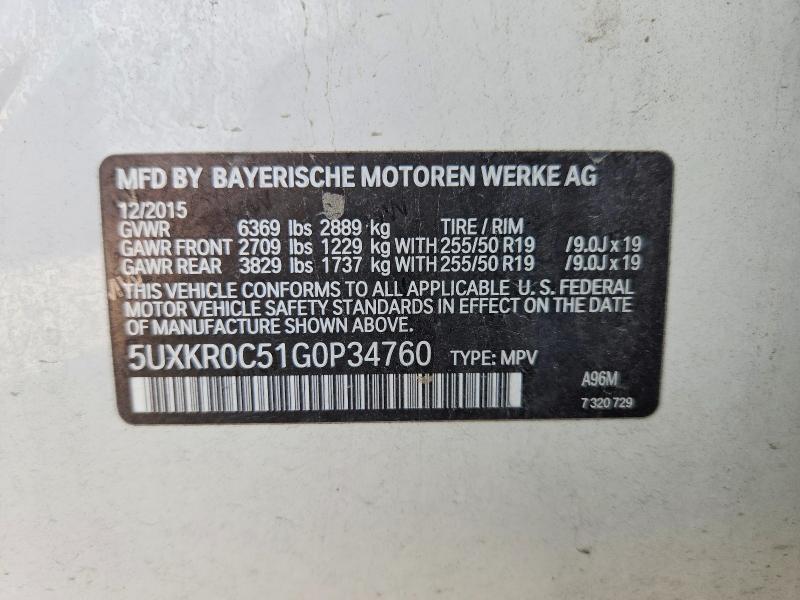 Продаж на аукціоні авто 2016 Bmw X5, vin: 5UXKR0C51G0P34760, номер лоту: 61801286