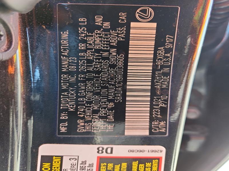 59663486 :رقم المزاد ، 58ADA1C19RU038605 vin ، 2024 Lexus Es 300h مزاد بيع