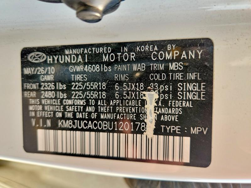 Aukcja sprzedaży 2011 Hyundai Tucson, vin: KM8JUCAC0BU120178, numer aukcji: 59695866
