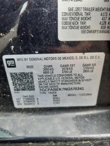 2022 Chevrolet Silverado მანქანა იყიდება აუქციონზე, vin: 3GCPABEK7NG570341, აუქციონის ნომერი: 61935786
