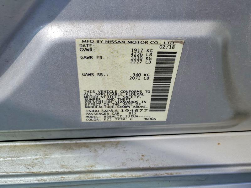Продаж на аукціоні авто 2018 Nissan Altima, vin: 1N4AL3AP8JC194677, номер лоту: 60507116