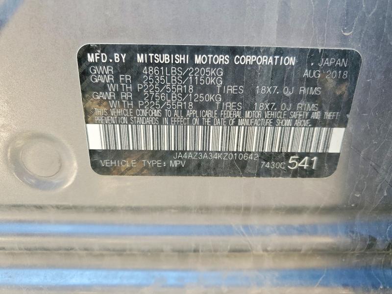 Aukcja sprzedaży 2019 Mitsubishi Outlander, vin: JA4AZ3A34KZ010642, numer aukcji: 63152516