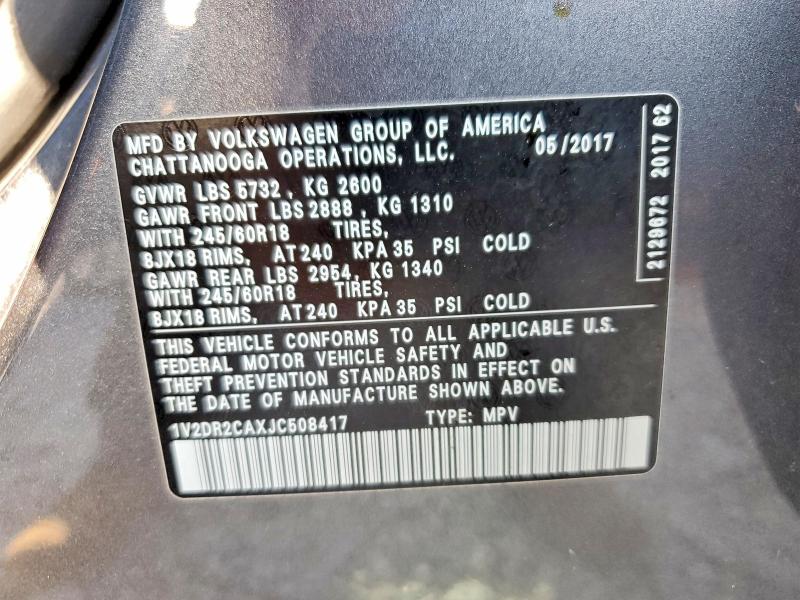 Продажа на аукционе авто 2018 Volkswagen Atlas, vin: 1V2DR2CAXJC508417, номер лота: 63155866