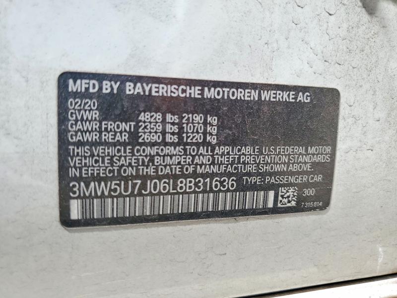 Aukcja sprzedaży 2020 Bmw M340i, vin: 3MW5U7J06L8B31636, numer aukcji: 60425416