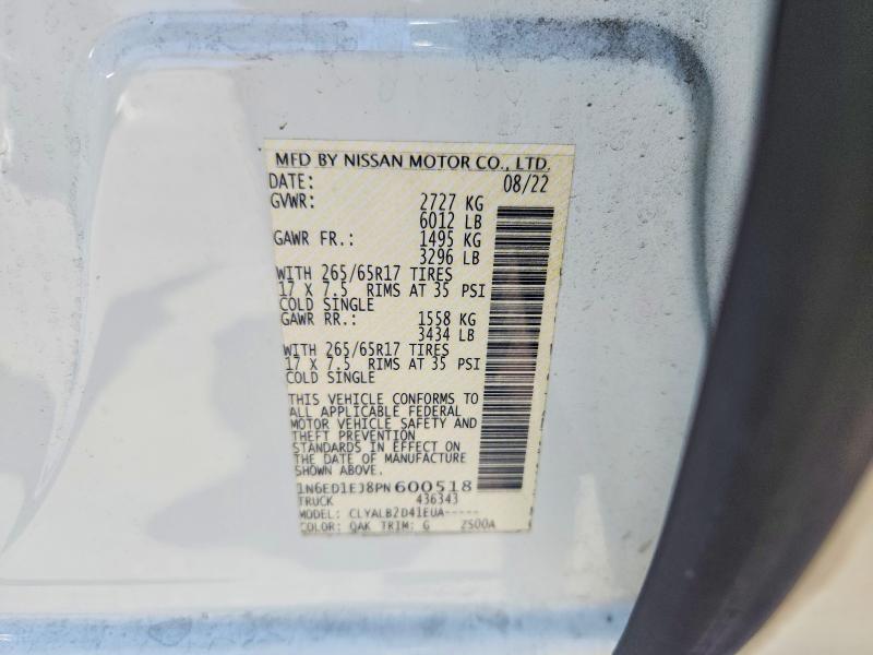 Aukcja sprzedaży 2023 Nissan Frontier, vin: 1N6ED1EJ8PN600518, numer aukcji: 62456926