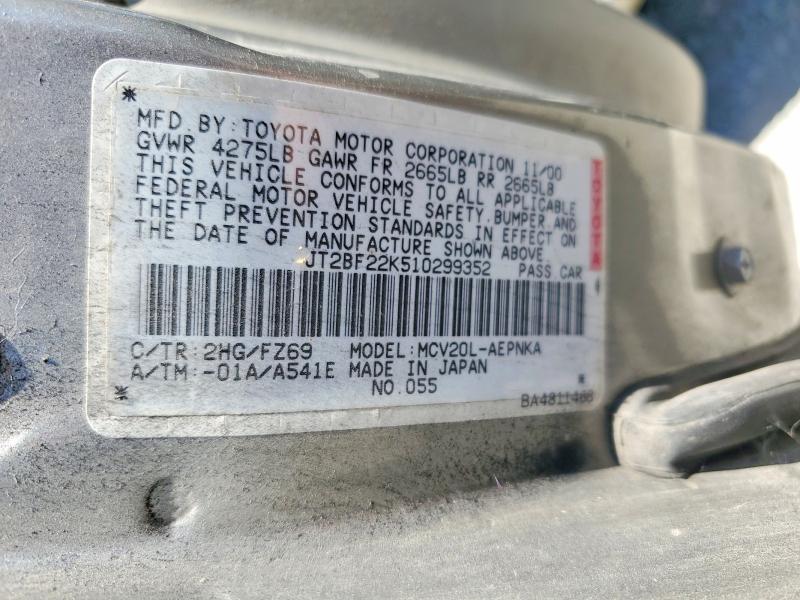 59690236 :رقم المزاد ، JT2BF22K510299352 vin ، 2001 Toyt Camry مزاد بيع